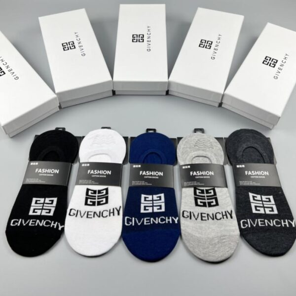 réplica,joyas,joyería,1:1,replica,fake,lujo,barato Calidad de puro algodón de Givenchy, cómodo para los pies, absorbente del sudor y muy transpirable, 5 pares en una caja (4EA8)