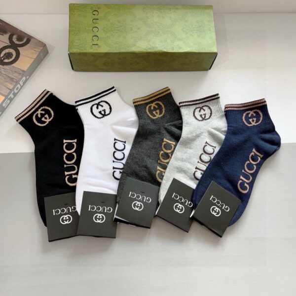réplica,joyas,joyería,1:1,replica,fake,lujo,barato Viene con embalaje [cinco pares en una caja] calcetines náuticos de marcas famosas europeas y americanas VERSACE para hombres y mujeres (0384)