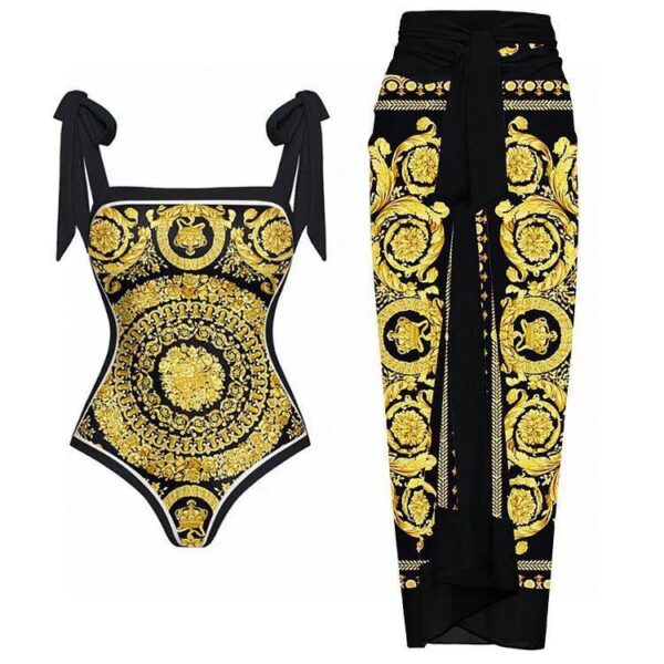 réplica,joyas,joyería,1:1,replica,fake,lujo,barato Nuevo conjunto de bañador de 2 piezas de Versace, bañador➕falda de gasa, reversible