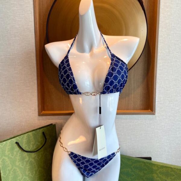 réplica,joyas,joyería,1:1,replica,fake,lujo,barato Nuevo bikini Gucci, traje de baño, camisola con estampado de letras Doble G, sujetador con cadena, ropa interior + calzoncillos, conjunto de dos piezas