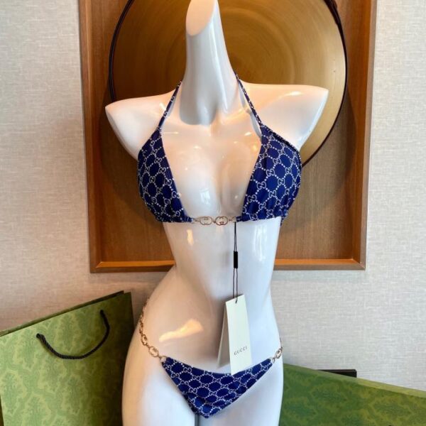 réplica,joyas,joyería,1:1,replica,fake,lujo,barato Nuevo bikini Gucci, traje de baño, camisola con estampado de letras Doble G, sujetador con cadena, ropa interior + calzoncillos, conjunto de dos piezas