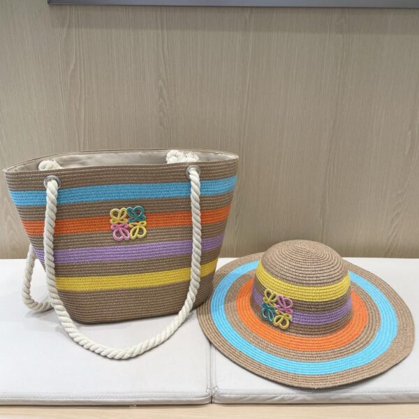 réplica,joyas,joyería,1:1,replica,fake,lujo,barato Bolso LOEWE con sombrero arcoiris de hierba