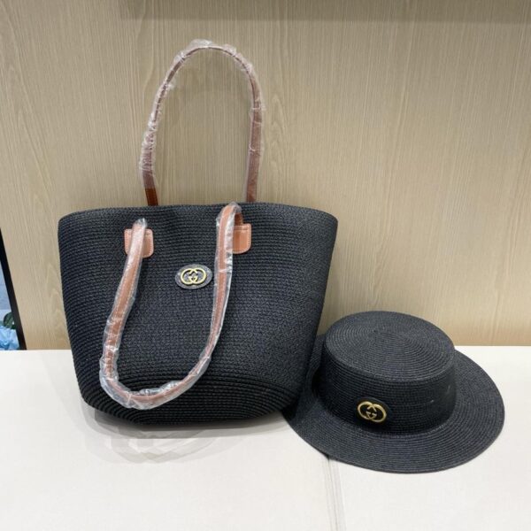 réplica,joyas,joyería,1:1,replica,fake,lujo,barato Gucci nuevo bolso tote retro de dos piezas para mujer bolso de paja Xia Sen