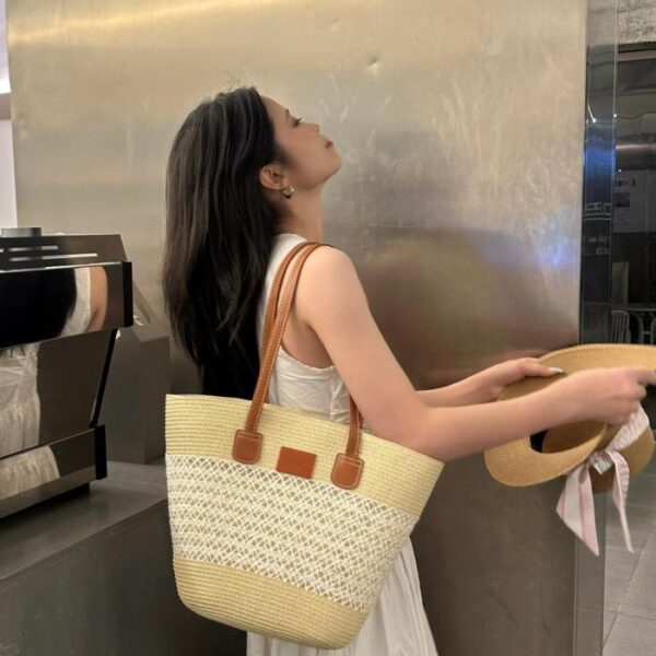 réplica,joyas,joyería,1:1,replica,fake,lujo,barato Sitio web oficial de Hermes bolso de paja bolso de rafia tejido a mano