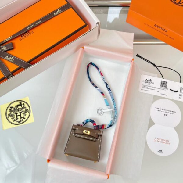 réplica,joyas,joyería,1:1,replica,fake,lujo,barato HERMES mini bolso Kelly (gris elefante) dije kelly twilly