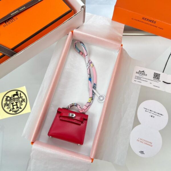 réplica,joyas,joyería,1:1,replica,fake,lujo,barato HERMES mini bolso Kelly (rojo cinabrio) dije kelly twilly