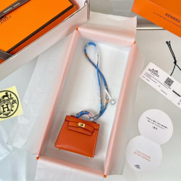 réplica,joyas,joyería,1:1,replica,fake,lujo,barato HERMES mini bolso Kelly (naranja caqui) dije kelly twilly