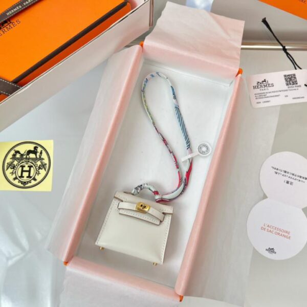 réplica,joyas,joyería,1:1,replica,fake,lujo,barato HERMES mini bolso Kelly (blanco tiza) dije kelly twilly