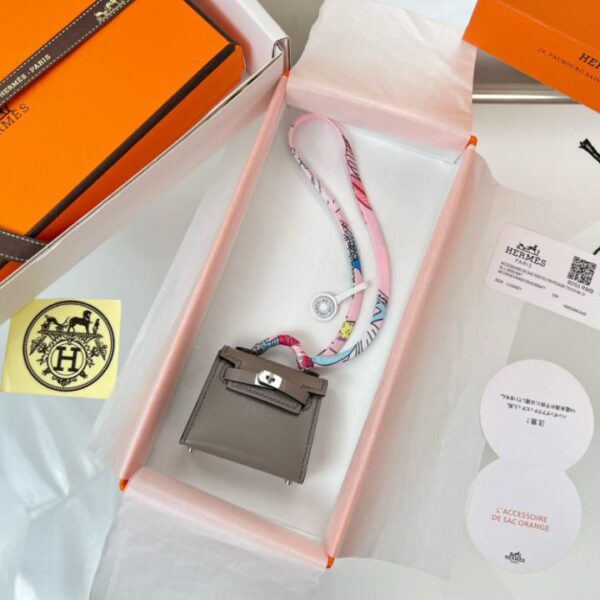 réplica,joyas,joyería,1:1,replica,fake,lujo,barato HERMES mini bolso Kelly (gris peltre) dije kelly twilly