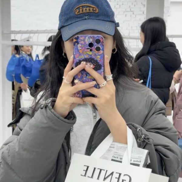 réplica,joyas,joyería,1:1,replica,fake,lujo,barato Marca de moda coreana Emis, nueva gorra de béisbol de mezclilla con bloques de color, unisex