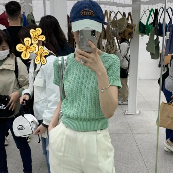 réplica,joyas,joyería,1:1,replica,fake,lujo,barato Marca de moda coreana Emis, nueva gorra de béisbol de mezclilla con bloques de color, unisex