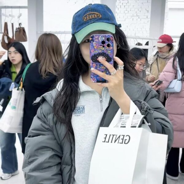 réplica,joyas,joyería,1:1,replica,fake,lujo,barato Marca de moda coreana Emis, nueva gorra de béisbol de mezclilla con bloques de color, unisex