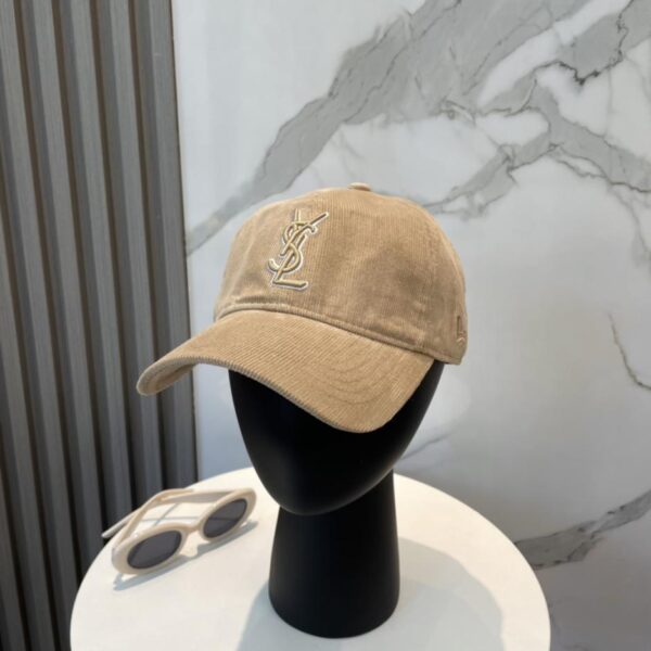 réplica,joyas,joyería,1:1,replica,fake,lujo,barato Gorra de béisbol de pana bordada con letras de Yves Saint Laurent, estilo coreano, mismo estilo para hombres y mujeres