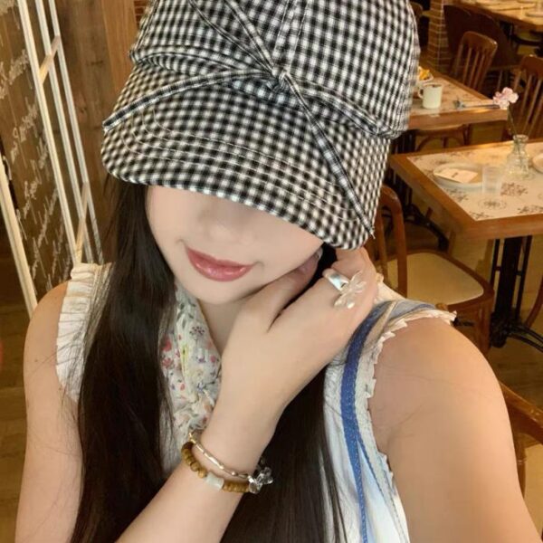 réplica,joyas,joyería,1:1,replica,fake,lujo,barato BALENCIAGA gorra de béisbol a cuadros coreana para mujer primavera y verano nuevo estilo