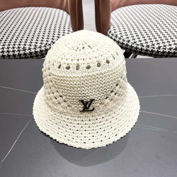 réplica,joyas,joyería,1:1,replica,fake,lujo,barato Nuevo sombrero de pescador con sombrilla de estilo coreano de Louis Vuitton, gorro de lavabo pequeño de punto con huecos y cara dulce