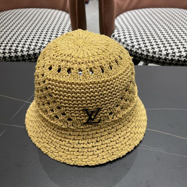 réplica,joyas,joyería,1:1,replica,fake,lujo,barato Nuevo sombrero de pescador con sombrilla de estilo coreano de Louis Vuitton, gorro de lavabo pequeño de punto con huecos y cara dulce