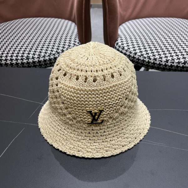 réplica,joyas,joyería,1:1,replica,fake,lujo,barato Nuevo sombrero de pescador con sombrilla de estilo coreano de Louis Vuitton, gorro de lavabo pequeño de punto con huecos y cara dulce