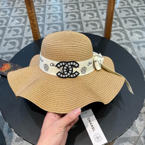 réplica,joyas,joyería,1:1,replica,fake,lujo,barato Chanel Nuevo Sombrero Bon De Vacaciones De Paja Con Cinta Perla Sombrero De Paja