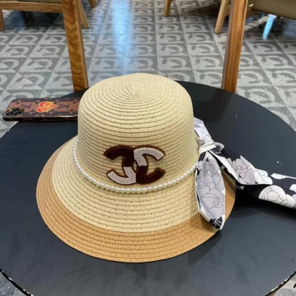 réplica,joyas,joyería,1:1,replica,fake,lujo,barato CHANEL nuevo sombrero de paja cinta camelia