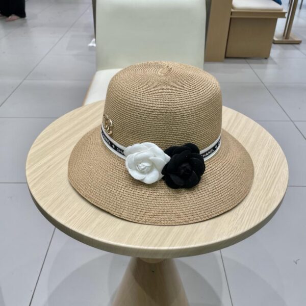 réplica,joyas,joyería,1:1,replica,fake,lujo,barato Sombrero de paja Chanel camelia sombrero para el sol