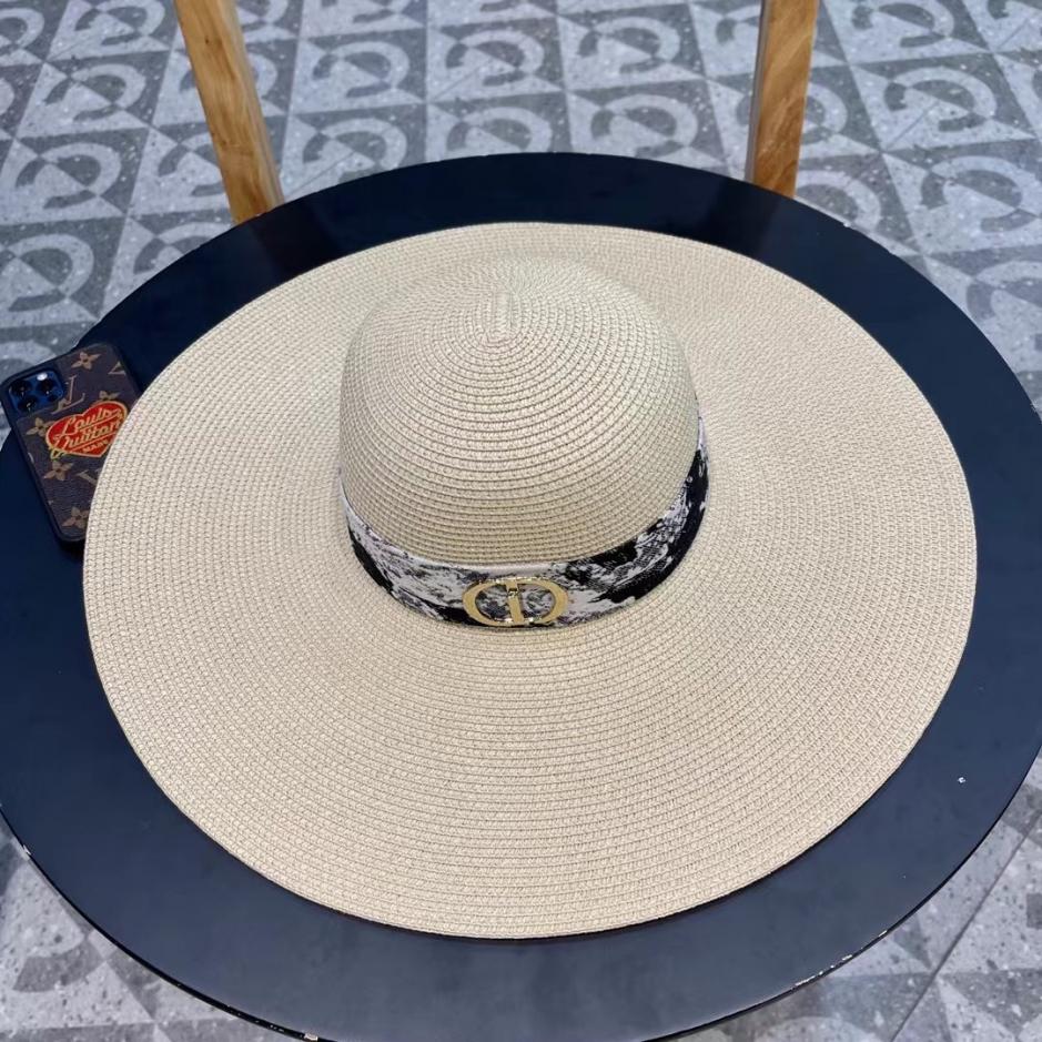réplica,joyas,joyería,1:1,replica,fake,lujo,barato réplica,joyas,joyería,1:1,replica,fake,lujo,barato Sombrero de paja DIOR nuevo estilo sombrero de paja redondo de ala grande sombrero de paja