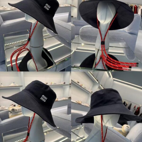 réplica,joyas,joyería,1:1,replica,fake,lujo,barato Miu Miu sombrero de pescador de ala grande bordado