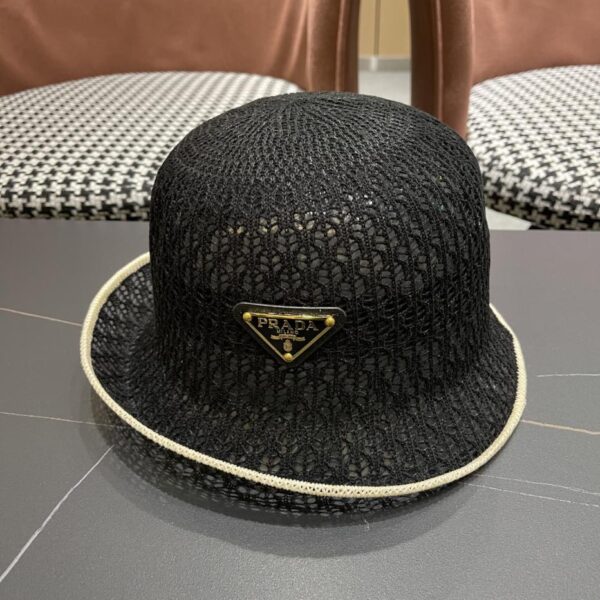 réplica,joyas,joyería,1:1,replica,fake,lujo,barato Sombrero de pescador hueco versátil y moderno de color contrastante de estilo coreano de verano Prada