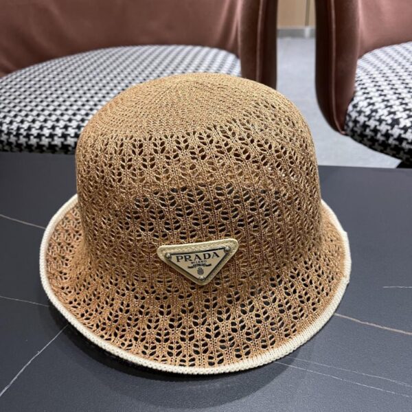 réplica,joyas,joyería,1:1,replica,fake,lujo,barato Sombrero de pescador hueco versátil y moderno de color contrastante de estilo coreano de verano Prada