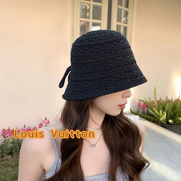 réplica,joyas,joyería,1:1,replica,fake,lujo,barato Louis Vuitton-Sombrero con forma de cubo para mujer, gorro coreano con lazo, con abertura, transpirable, para el sol, para verano