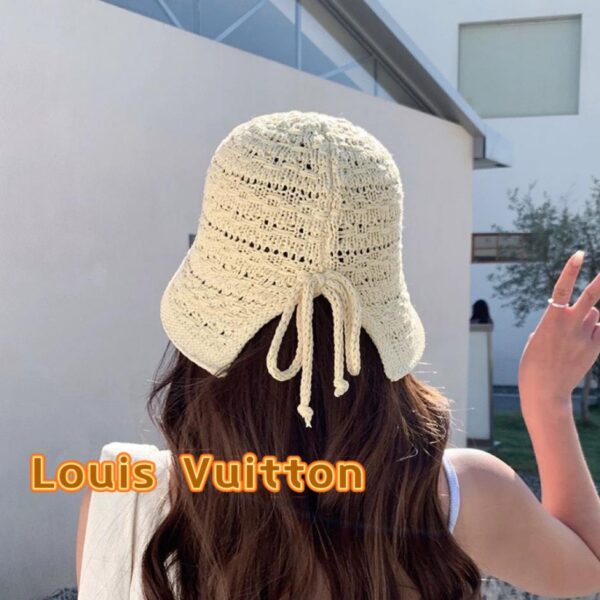 réplica,joyas,joyería,1:1,replica,fake,lujo,barato Louis Vuitton-Sombrero con forma de cubo para mujer, gorro coreano con lazo, con abertura, transpirable, para el sol, para verano