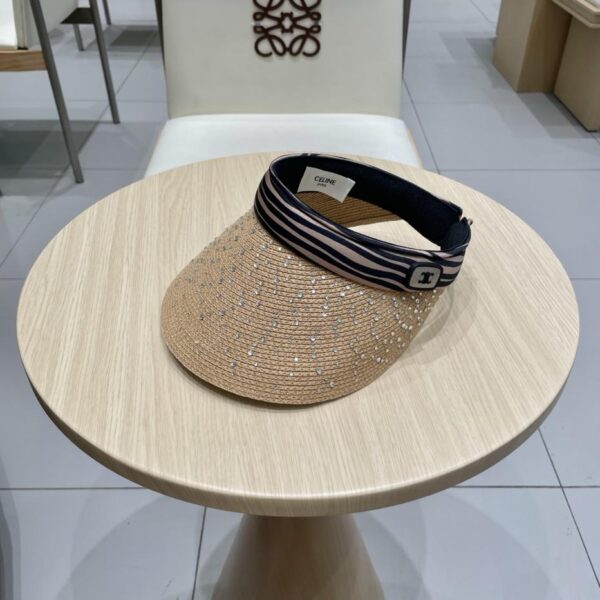 réplica,joyas,joyería,1:1,replica,fake,lujo,barato Sombrero de copa vacío para mujer con ala grande y diamantes de imitación con estampado de cebra y protección solar francesa de Celine