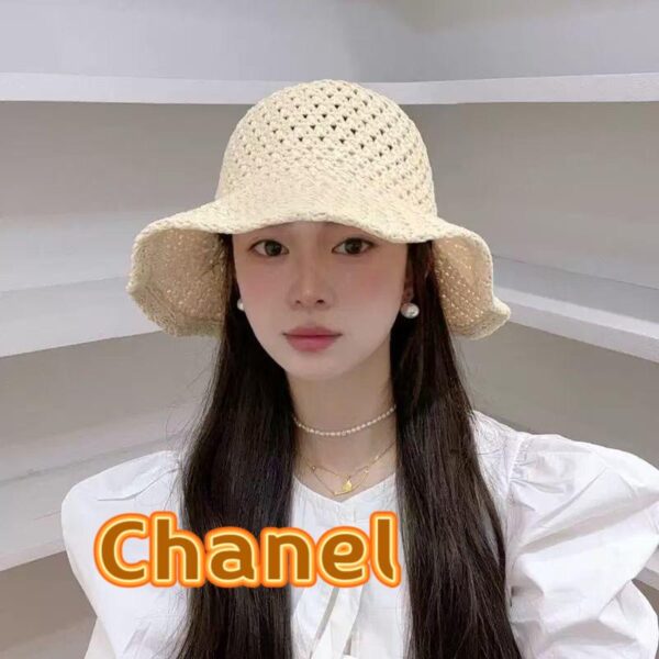 réplica,joyas,joyería,1:1,replica,fake,lujo,barato CHANEL Sombrero de pescador hueco japonés Sombrero de sol transpirable fino de verano para mujer