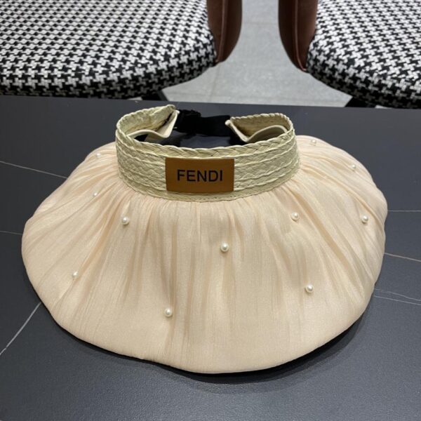 réplica,joyas,joyería,1:1,replica,fake,lujo,barato Fendi sombrero para el sol de ala grande de estilo coreano para mujer con sombrero de copa hueco con perlas