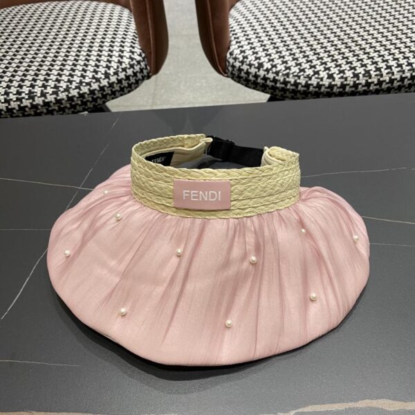 réplica,joyas,joyería,1:1,replica,fake,lujo,barato Fendi sombrero para el sol de ala grande de estilo coreano para mujer con sombrero de copa hueco con perlas