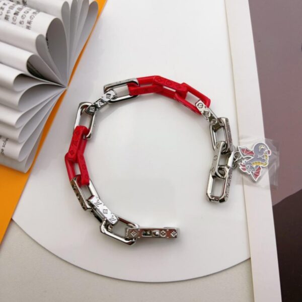 réplica,joyas,joyería,1:1,replica,fake,lujo,barato Collar LV para hombre con colgante de dragón de resina con eslabones metálicos y bloques de color M01489 (BIW4G)