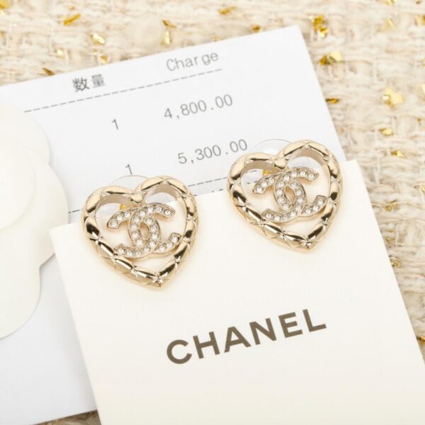 réplica,joyas,joyería,1:1,replica,fake,lujo,barato Pendientes Chanel con doble C y corazón hueco (5JXTA)