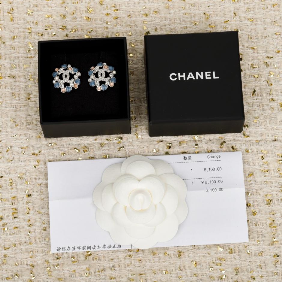 réplica,joyas,joyería,1:1,replica,fake,lujo,barato réplica,joyas,joyería,1:1,replica,fake,lujo,barato Pendientes de perlas y diamantes de imitación con forma de corazón azul de Chanel (JO5X1)
