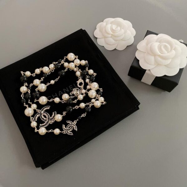 réplica,joyas,joyería,1:1,replica,fake,lujo,barato Cadena para suéter Chanel Black Oil con doble C, cadena larga clásica con gotas de aceite (Z3Y8Z)