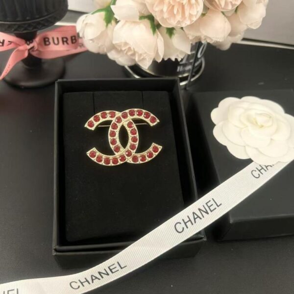 réplica,joyas,joyería,1:1,replica,fake,lujo,barato Broche de doble C con diamantes de imitación ámbar de Chanel (VNG5E)