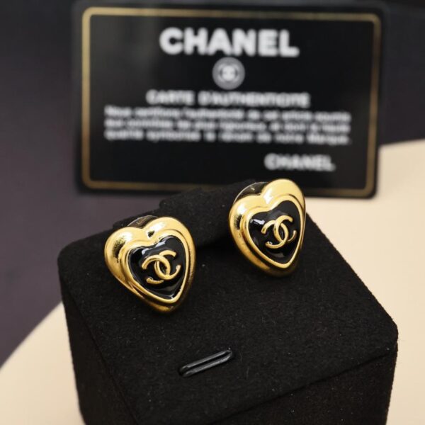 réplica,joyas,joyería,1:1,replica,fake,lujo,barato Pendientes de corazón de oro negro Chanel 25A (SAWY8)