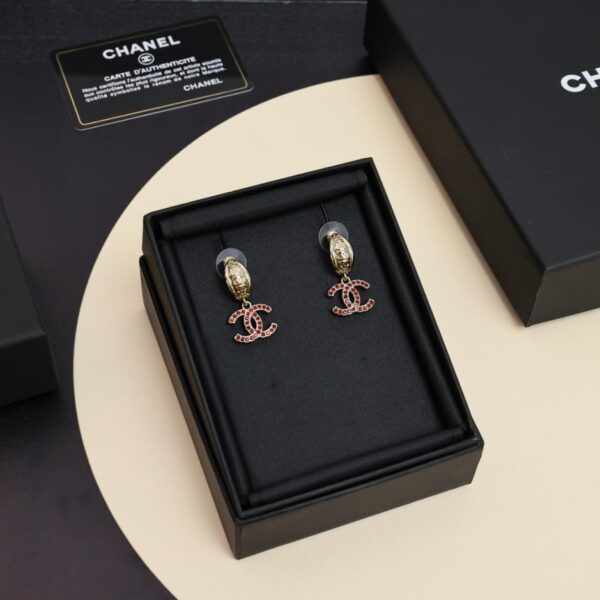réplica,joyas,joyería,1:1,replica,fake,lujo,barato Pendientes Chanel 25A con diamantes de imitación rojizos y marrones (SMUWV)