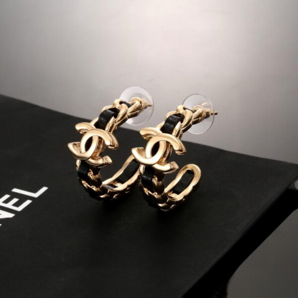 réplica,joyas,joyería,1:1,replica,fake,lujo,barato Pendientes clásicos Chanel de cuero negro con doble C (X4XR4)