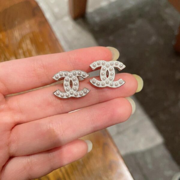 réplica,joyas,joyería,1:1,replica,fake,lujo,barato Pendientes vintage de doble C de Chanel, réplica original del logotipo (YBNGN)