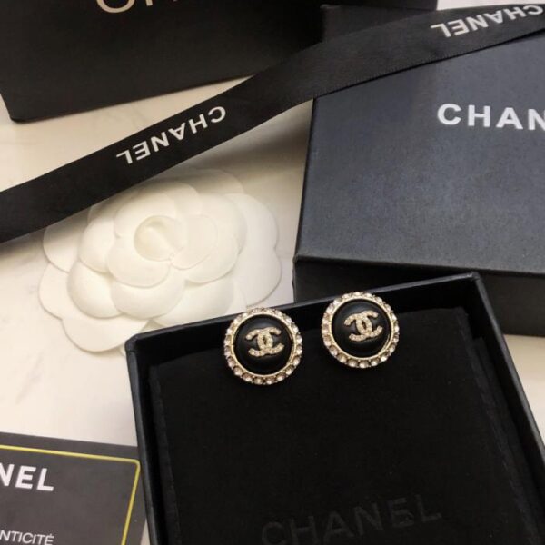 réplica,joyas,joyería,1:1,replica,fake,lujo,barato Pendientes redondos de diamantes CC de calidad original de Chanel (L0M93)