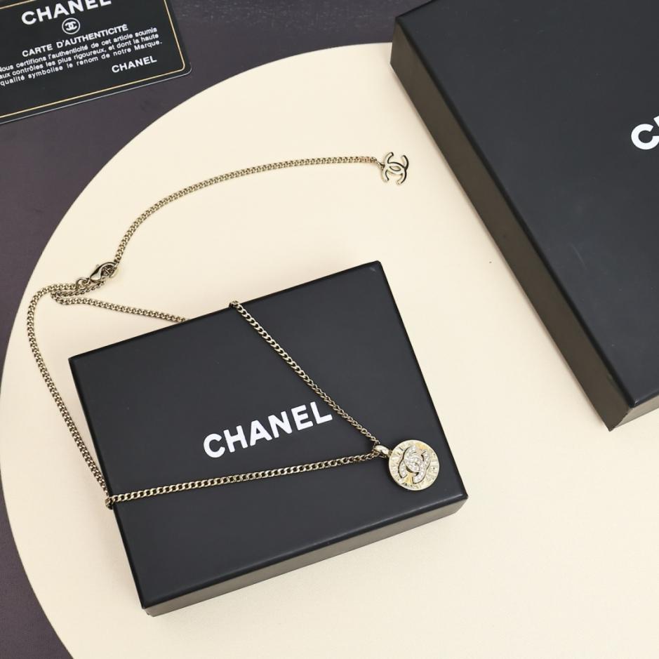 réplica,joyas,joyería,1:1,replica,fake,lujo,barato réplica,joyas,joyería,1:1,replica,fake,lujo,barato Collar con botón de moneda de oro Chanel 25A (DK3AY)