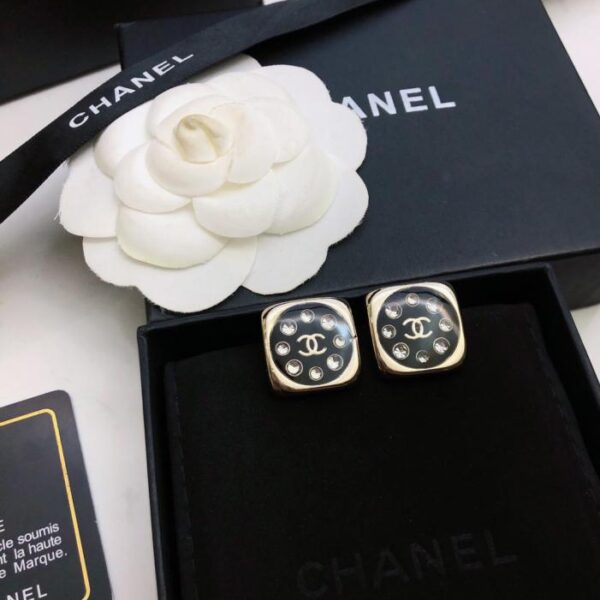 réplica,joyas,joyería,1:1,replica,fake,lujo,barato Pendientes acrílicos Chanel con cristales de Swarovski y diamantes cuadrados (9P18J)