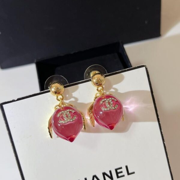 réplica,joyas,joyería,1:1,replica,fake,lujo,barato Pendientes Chanel 25A de resina color melocotón (6J5O7)