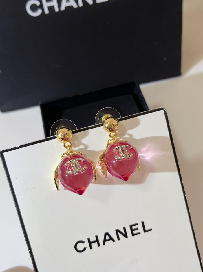 réplica,joyas,joyería,1:1,replica,fake,lujo,barato réplica,joyas,joyería,1:1,replica,fake,lujo,barato Pendientes Chanel 25A de resina color melocotón (6J5O7)