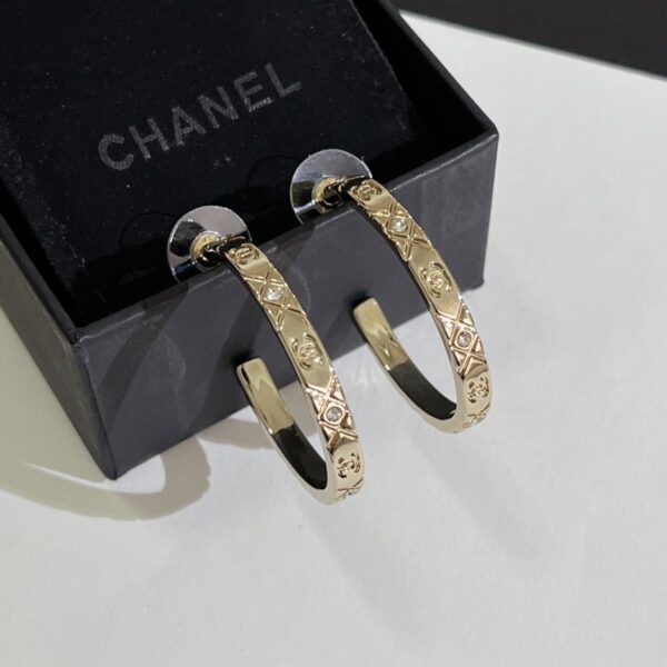 réplica,joyas,joyería,1:1,replica,fake,lujo,barato Pendientes grandes de diamantes de imitación con diseño de diamantes Chanel de 25 peniques (2ECEL)