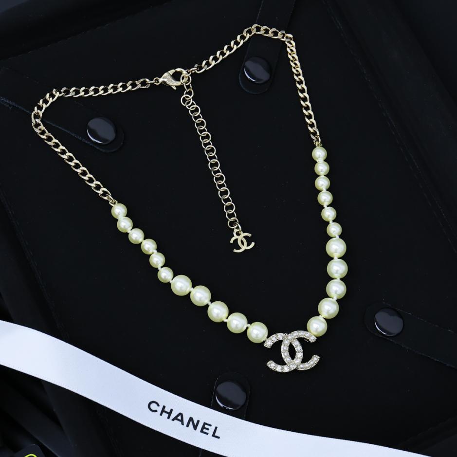 réplica,joyas,joyería,1:1,replica,fake,lujo,barato réplica,joyas,joyería,1:1,replica,fake,lujo,barato Collar clásico de perlas y letras de Chanel (49YH8)